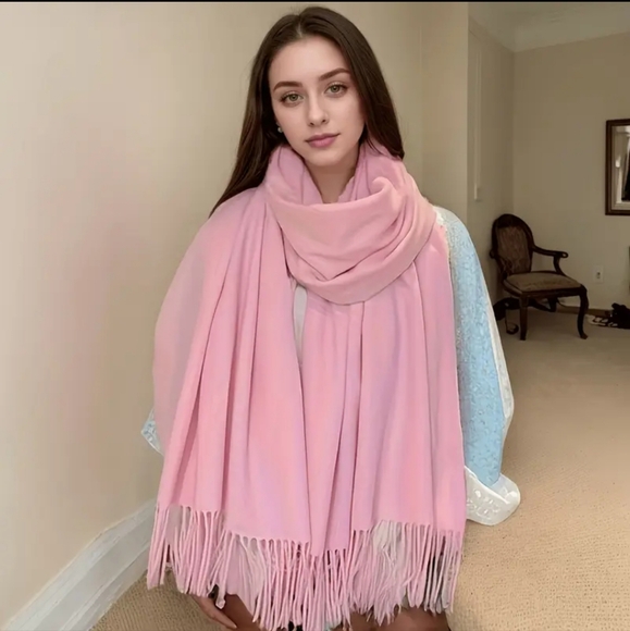 Sky Cashmere Scarf Wrap Lillany Gatan 23 Stockholm Sweden 78" x 29"  Pink - Picture 1 of 2